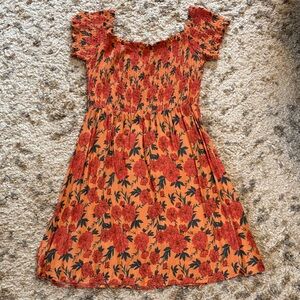 Women’s Floral Orange Dress